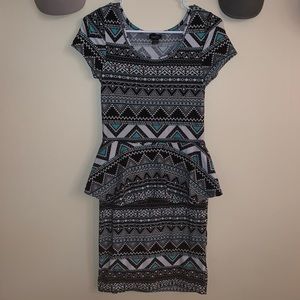 Patterned peplum dress